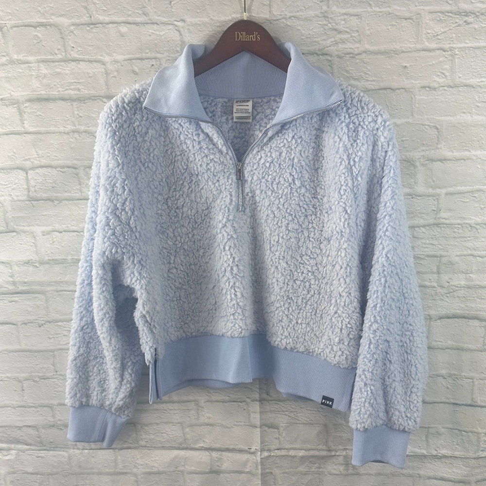 PINK Victoria's Secret Light Blue Sherpa Jacket